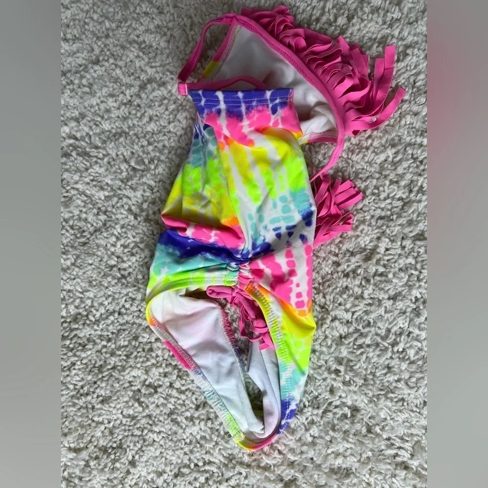 Girls 6x Jantzen Girls Tie-Dye Fringe One piece Swimsuit